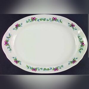 Pfaltzgraff White Platter with Purple Floral Accents